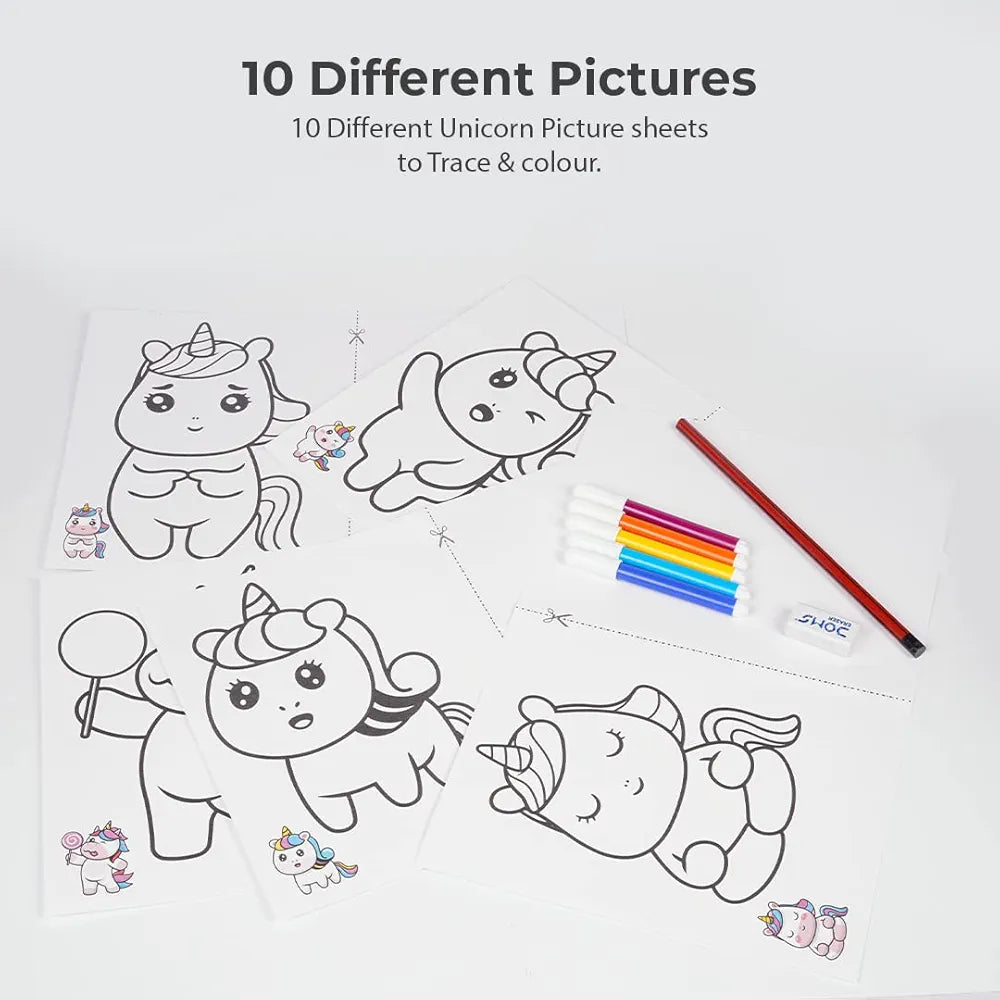 Mirror Art Unicorn Themed Creative Art & Craft Drawing Colouring Game for Kids