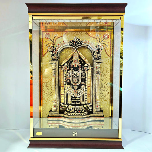 Lord Venkateshwara Balaji 24carats Gold Plated Cabin Idol for Home Decor & Lord Showpiece