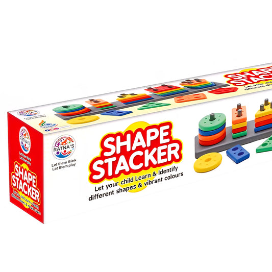 Ratna's Shape Stacker Geometric Blocks Stacker Shape Sorter Column Puzzle Stacking Set for Kids