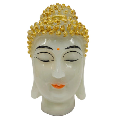Buddha Head Face Showpiece Figurine Handcrafted Statue| for Home Room Office Desk | for Living Room Resin Gautam Buddha Idol & Figurine for House Gifts Bhudha