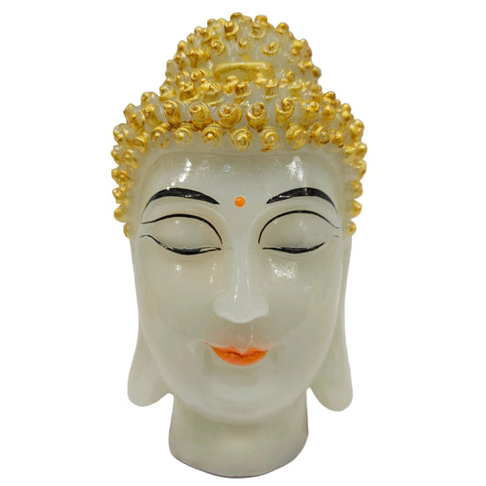 Buddha Head Face Showpiece Figurine Handcrafted Statue| for Home Room Office Desk | for Living Room Resin Gautam Buddha Idol & Figurine for House Gifts Bhudha