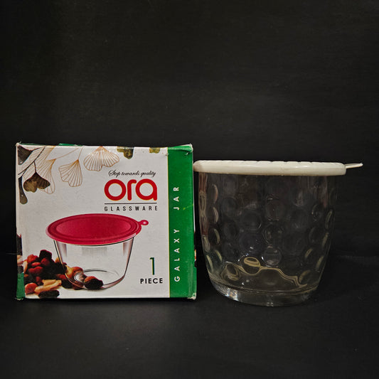 Ora glassware step towards quality galaxy glass storage jar for groceries storage purpose