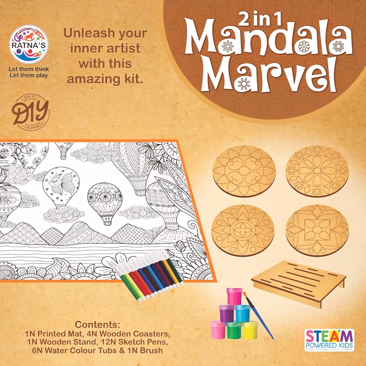 2in1 Mandala Marvel Coloring Coasters & Canvas Mat Washable & Reusable Creative Coloring Fun for Kids & Adults