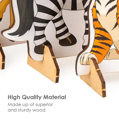 Zoology to Create 3D Jungle with Printed Wooden Cutouts Learning & Educational Game for Kids & Toddlers