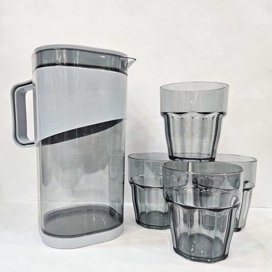 Excel ware Aqua Pura juice serving jug with 4 pieces glasses perfect for serving beverages