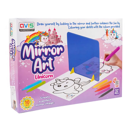 Mirror Art Unicorn Themed Creative Art & Craft Drawing Colouring Game for Kids