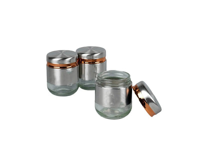 350ML Glass Food Storage Airtight tea coffee sugar containers for Kitchen Storage Container with Lid for tea coffee & Sugar, Dry Fruit jars, Storage Box, Set of 3