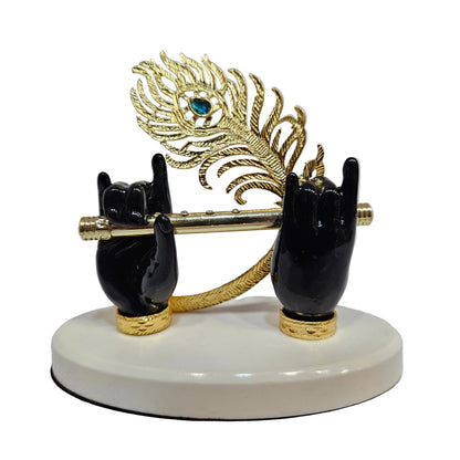 Lord Krishna Hand Idol with Flute,Face and Peacock|Statue for Gifting Home Decorative Showpiece
