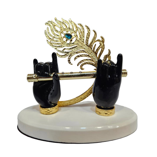 Lord Krishna Hand Idol with Flute,Face and Peacock|Statue for Gifting Home Decorative Showpiece