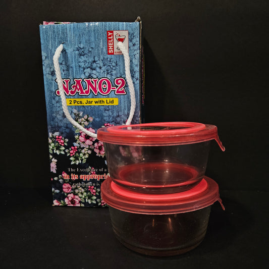Shelly Glassware Nano-2 2 pieces Glass Jar set with Lid