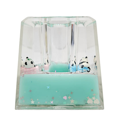 Cute Panda penstand Liquid Wave Unsinkable Panda Fluid with Floating Glitter Motion River Desk Decor Showpiece Stress Relief Sensory Toy for Home Office Gift for Kids & Adults