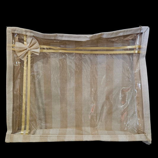 Classy gold finish Transparent Zipper Saree storage bag