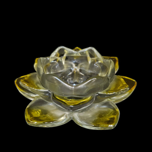 Crystal Glass Lotus Flower Tealight Candle Holder for Home Party