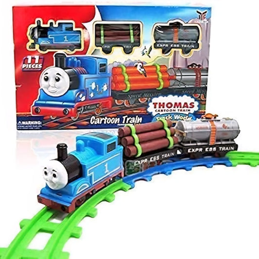 Thomas Train Toys for Kids with Track Big Size Battery Operated Model Choo Choo Kids Toy Train Emits Real Sound Track Set Battery Operated for 3 Years Cartoon Thomas Train 11 PCs