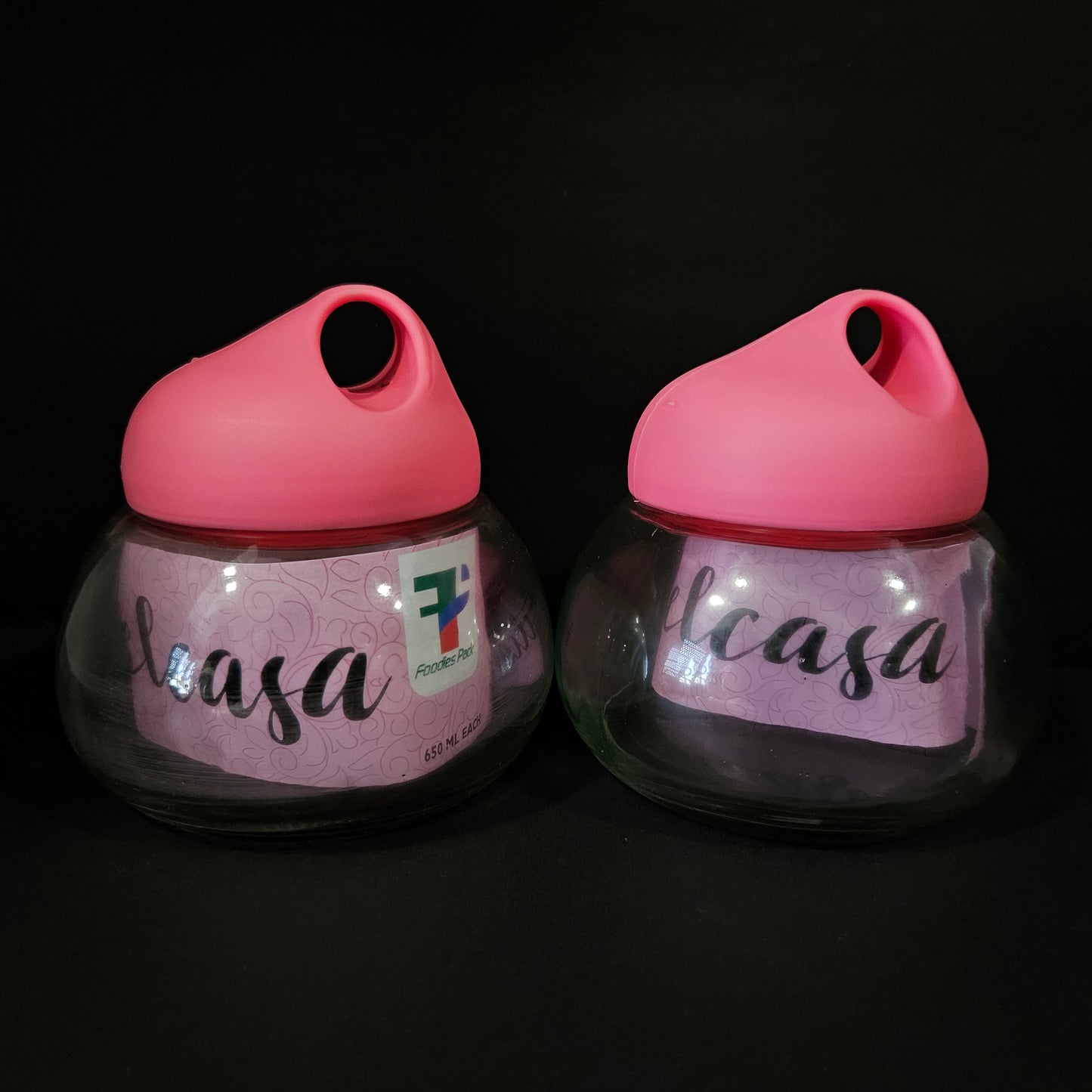 Belcasa 2 pieces glass Dry Fruit storage jar set of 650ml & for Returning gifting purpose