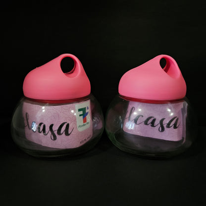 Belcasa 2 pieces glass Dry Fruit storage jar set of 650ml & for Returning gifting purpose