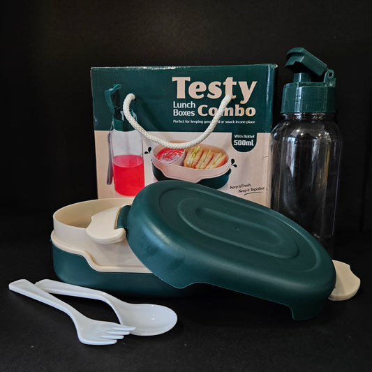 Testy Combo lunch box perfect for keeping your food or snack with 500ml Water Bottle