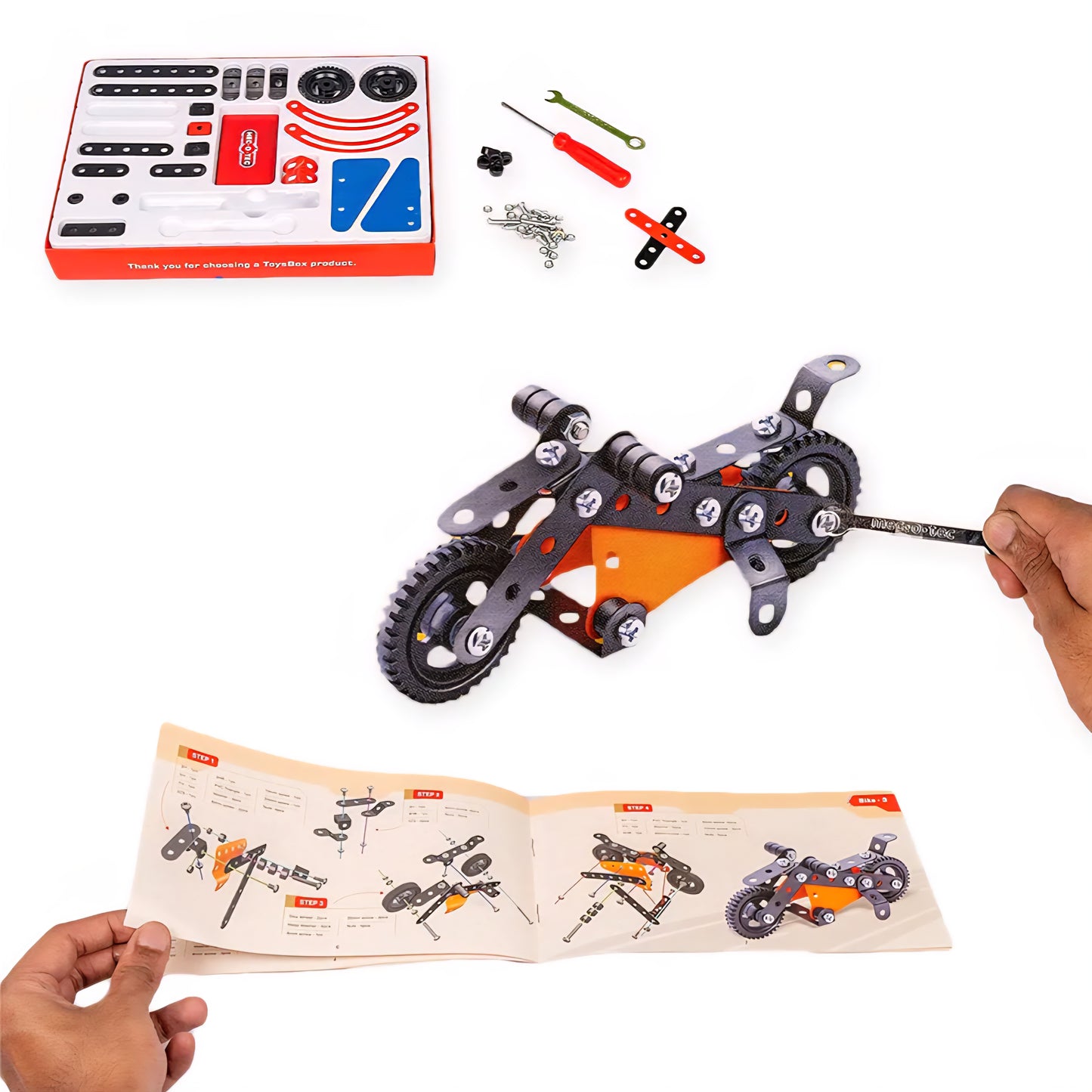 MEC - O - Tec Bike 2 Metal Construction Toy, Building Blocks, Educational Toys for 6+ Yrs Boys and Girls, Multicolor, Kid