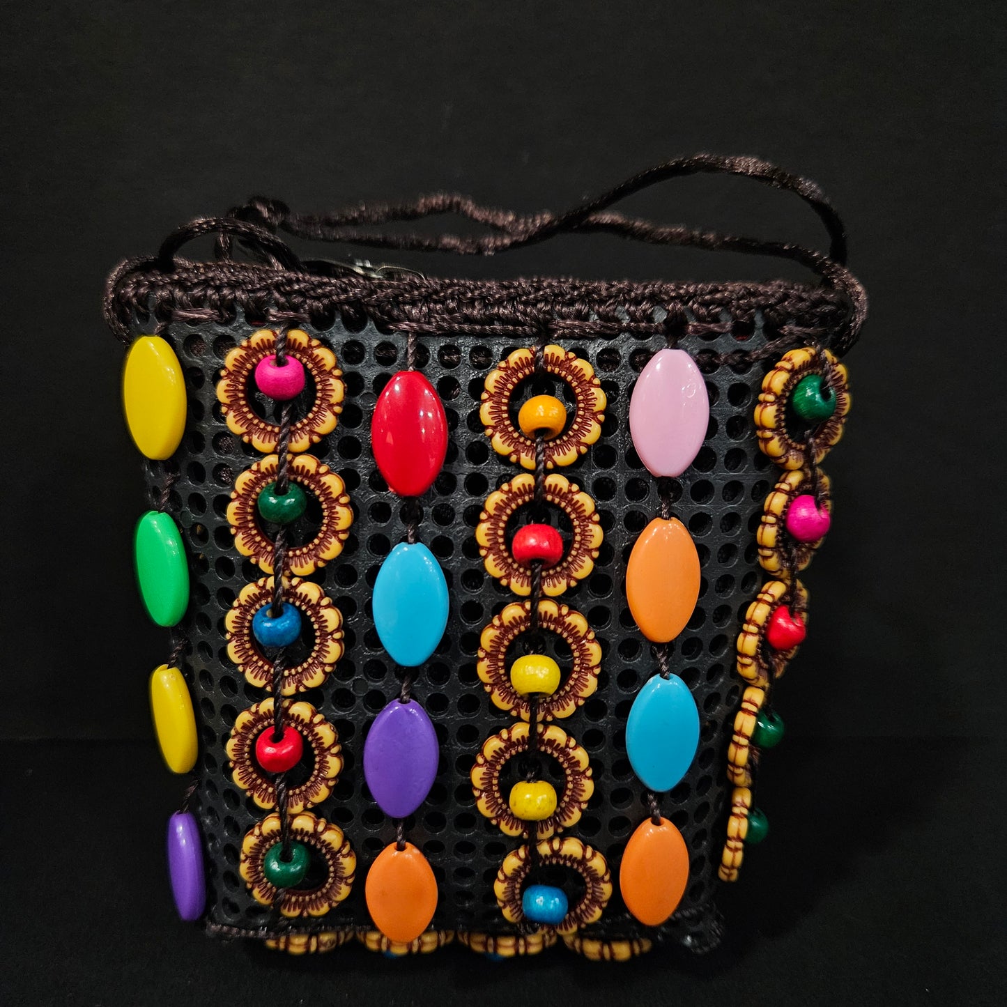Coconut Shells Beads Sling bag for Women | Elegent 1 Zip Sling bag | Handmade Crossbody Bags Long Strap Purse