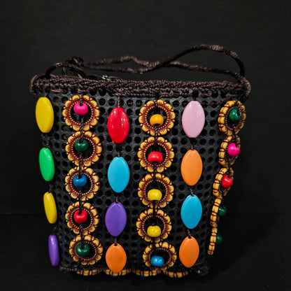 Coconut Shells Beads Sling bag for Women | Elegent 1 Zip Sling bag | Handmade Crossbody Bags Long Strap Purse