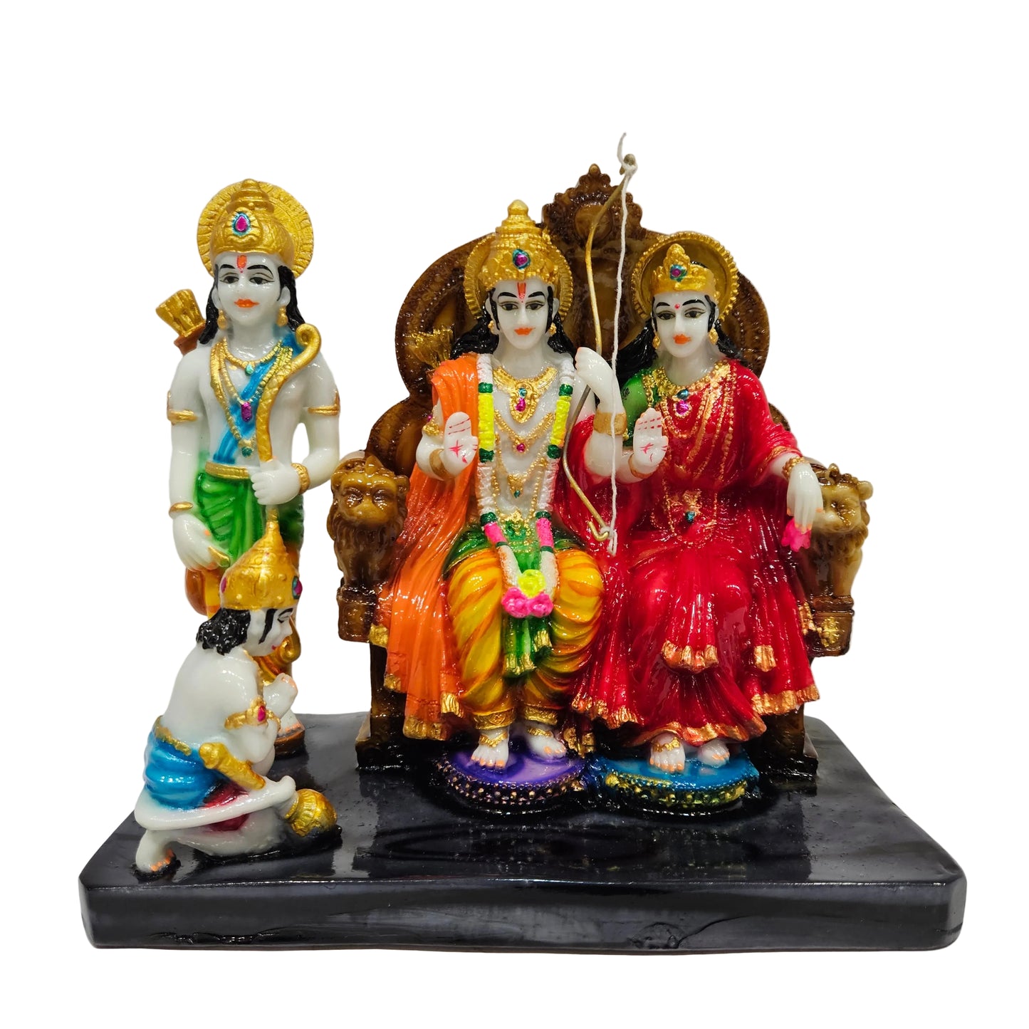 Ram Darbar Murti for Home Temple Handmade Lord Ram Darbar Idol Showpiece Hindu Religious Idols Ram Sita Laxman Hanuman Statue for Puja& Diwali Decoration