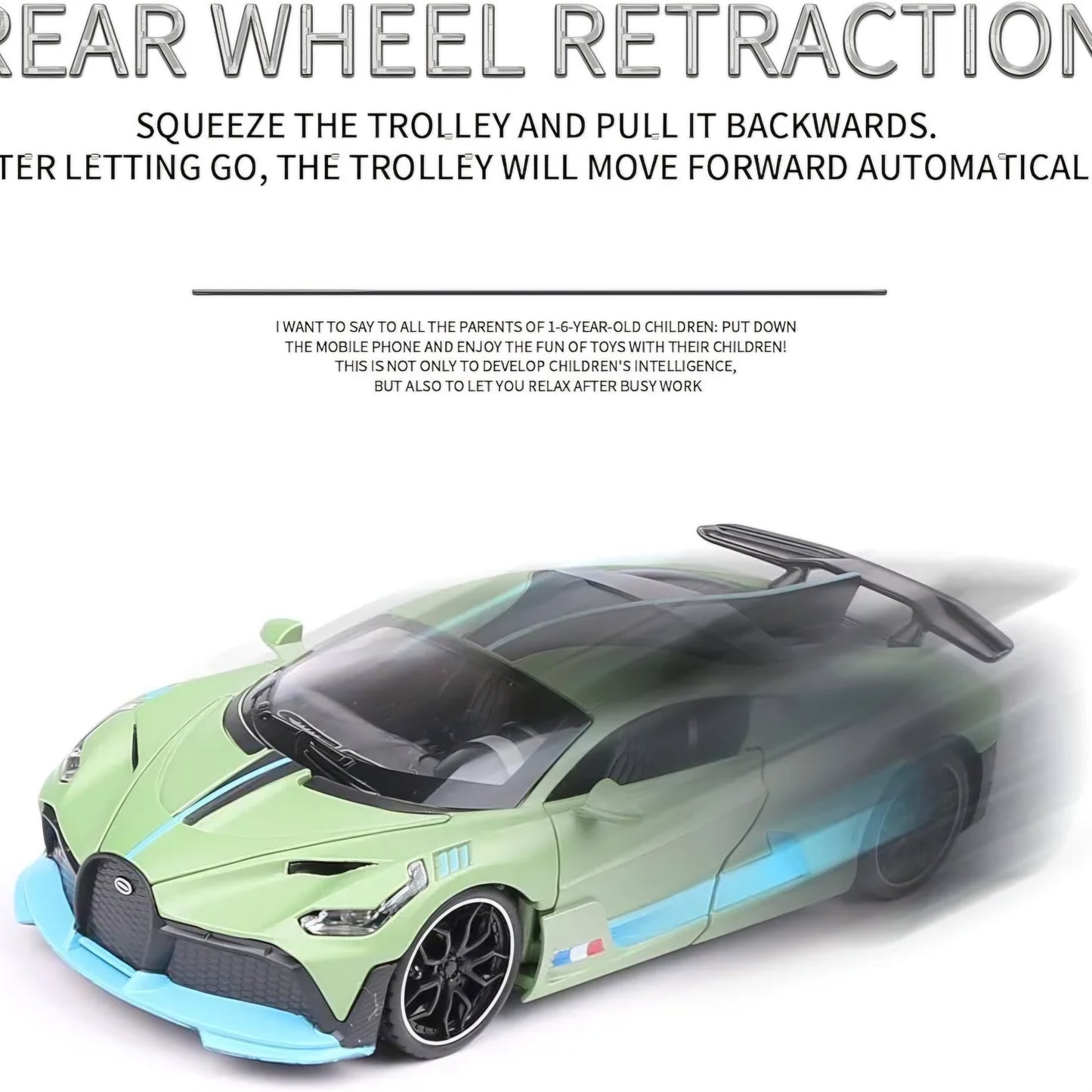 Bugatti die cast Metal car 1:32 Scale Model with Light & Music(Engine Sound) for Kids and Adults Open Hood