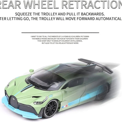 Bugatti die cast Metal car 1:32 Scale Model with Light & Music(Engine Sound) for Kids and Adults Open Hood