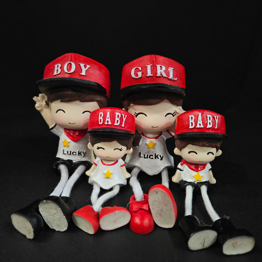 Cartoon Resin Outseam 4pieces set family Hanging Feet Doll Home Wall Decoration