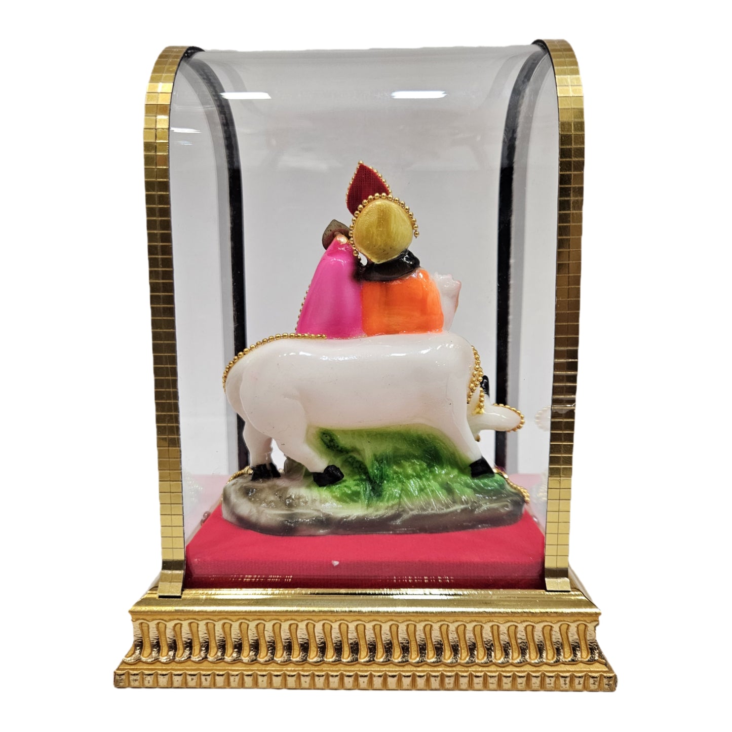 Radha Krishna Premium Decor Idol in Glass Dome | Gold Plated Handcrafted Murti for Home & Pooja room