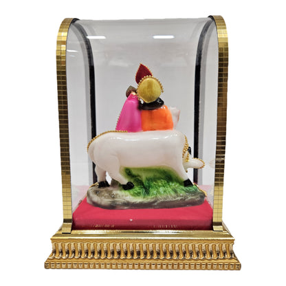 Radha Krishna Premium Decor Idol in Glass Dome | Gold Plated Handcrafted Murti for Home & Pooja room