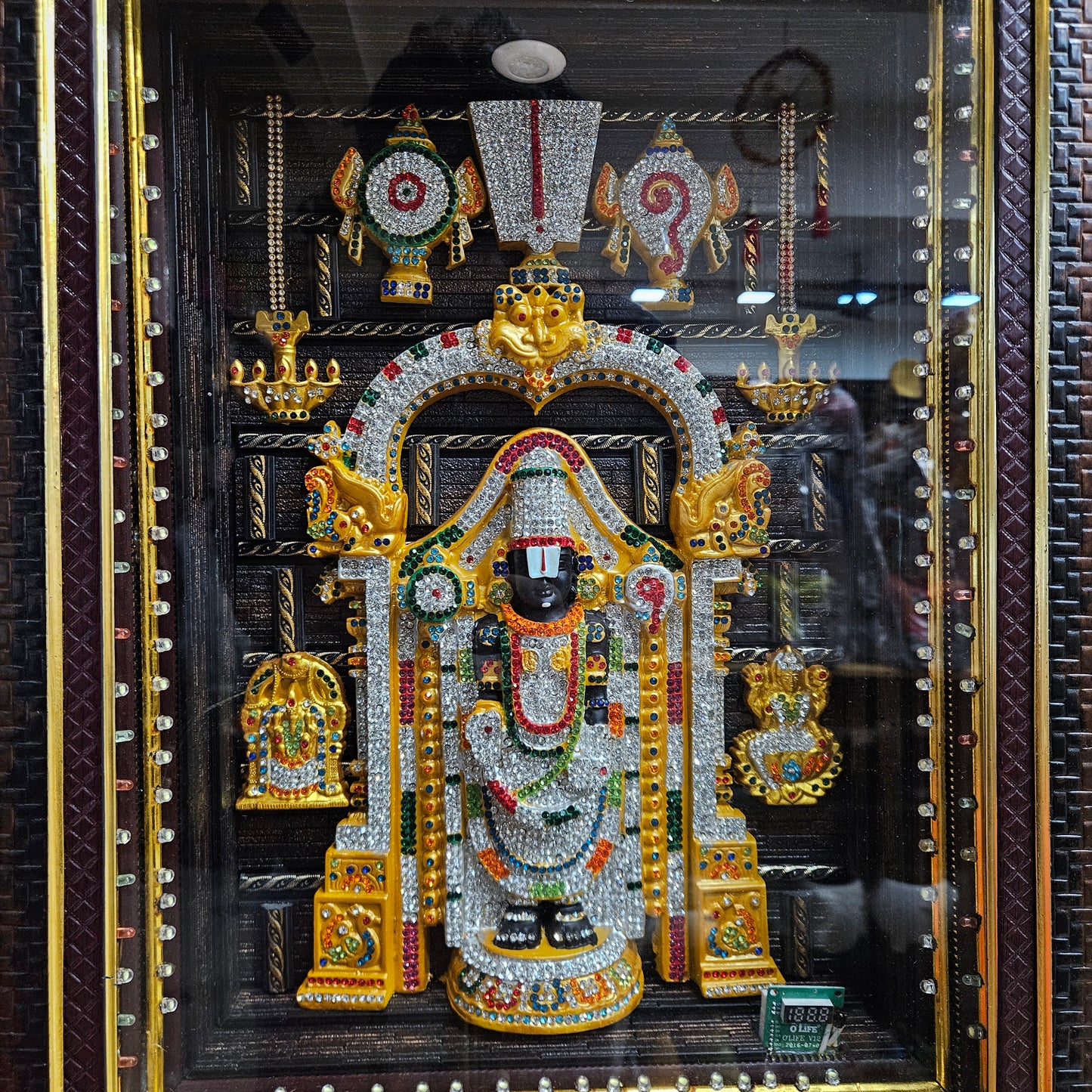 Lord Balaji Photo Frame with multi colour lighting & USB connection slot for Marriage gifting,house warming
