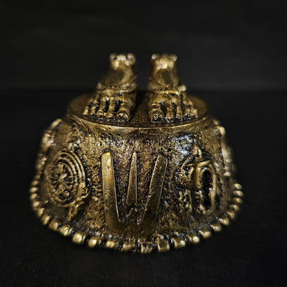 Ayyappan Traders Premium Brass Lord Balaji Charan Paduka For Pooja Lightweigth Brass Perumal Padham for Pooja| Premium Brass Balaji Feet with Shanku Chakra Namam Vishnu Charan Padhuka