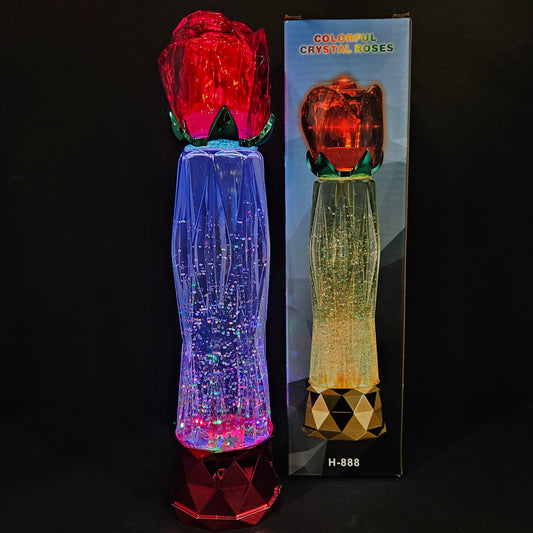 Colourful Crystal roses beautiful and changing color lights quietly roll up the scene of whirlpool which makes the heart relax on the interior Decoration of the room with USB cable & battery support