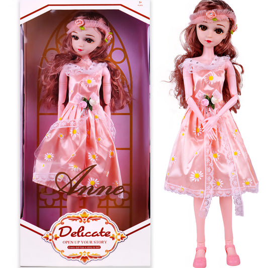 Stunning Look Anne Fashion Doll with 3D Eyes & Folding Hands Pretend Play Gift for Girls Kids Role Play Toy for Age 3+, Peach