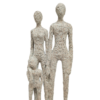 Modern Abstract Family Sculpture. It is a contemporary tabletop figurine that features a minimalist representation of a small family