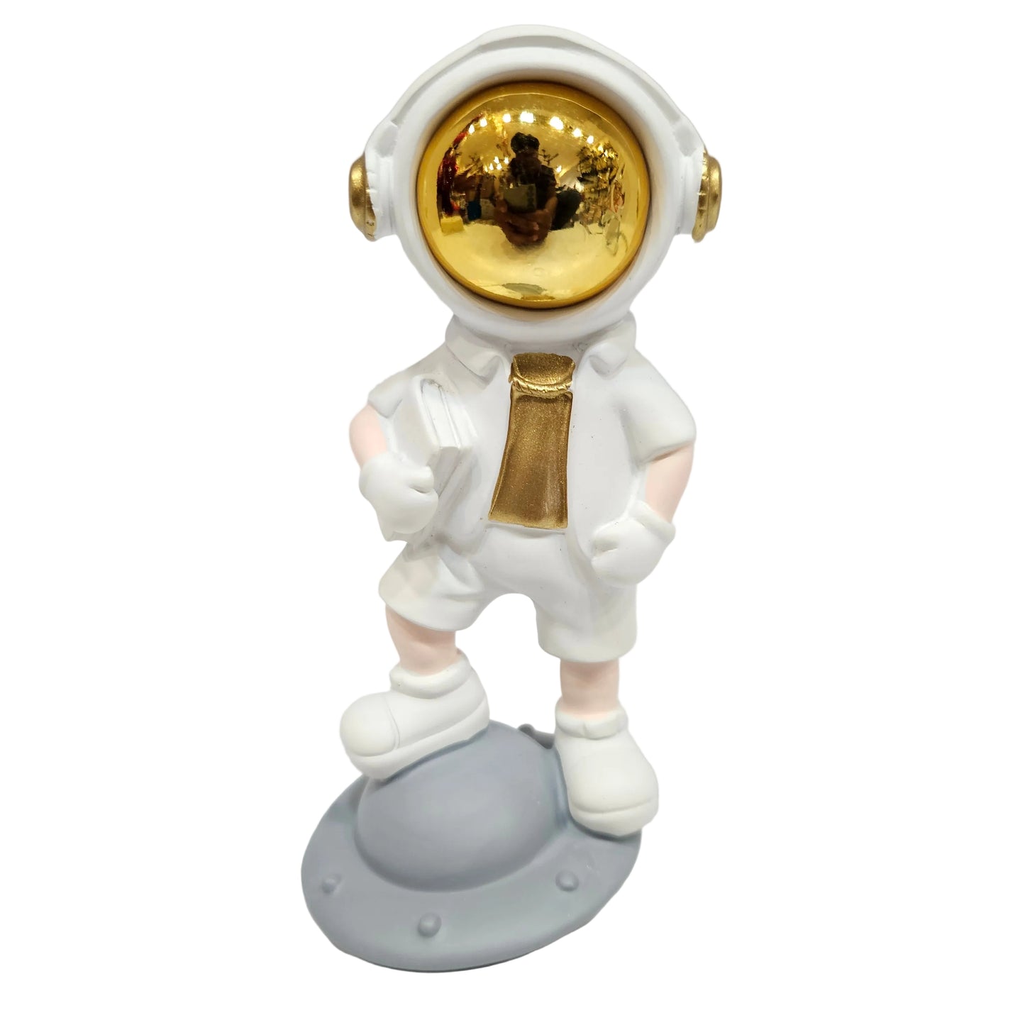 Astronaut Standing on ufo Figurine, Handmade Space Decor Resin Statue, Showpiece for Home, Office Desktop, Living Room