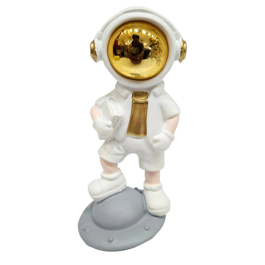 Astronaut Standing on ufo Figurine, Handmade Space Decor Resin Statue, Showpiece for Home, Office Desktop, Living Room