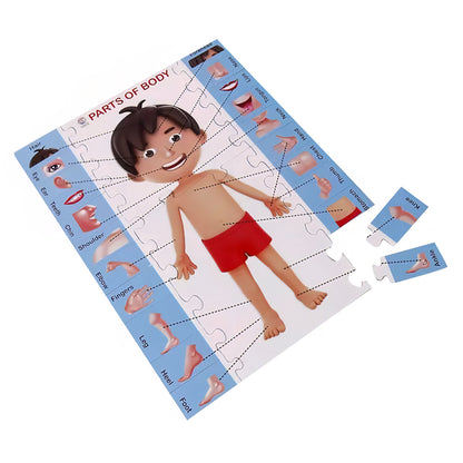 RATNA'S Parts of Body Jigsaw Puzzle for Kids with 2 in 1 Write and Wipe Board with Body Parts
