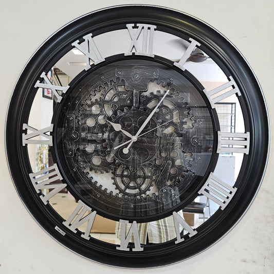 Large Wall Clock, Clocks for Living Room Decor Oversized Wall Decor Farmhouse Vintage Rustic Industrial Roman Big chic  Home Decor Wall Clock for House Bedroom Office, Moving Gears Clock