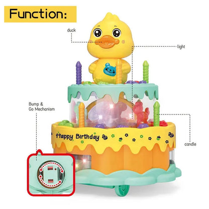 Funny cake Rotating light and music wonderful birthday song make a wish in front of the candle