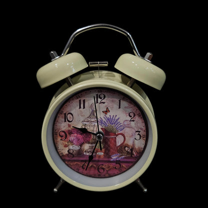 Cute Small Clock with Loud Bell Alarm, Stylish Mini Table Clock for Kids Boys Girls Students Heavy Sleepers Study Table