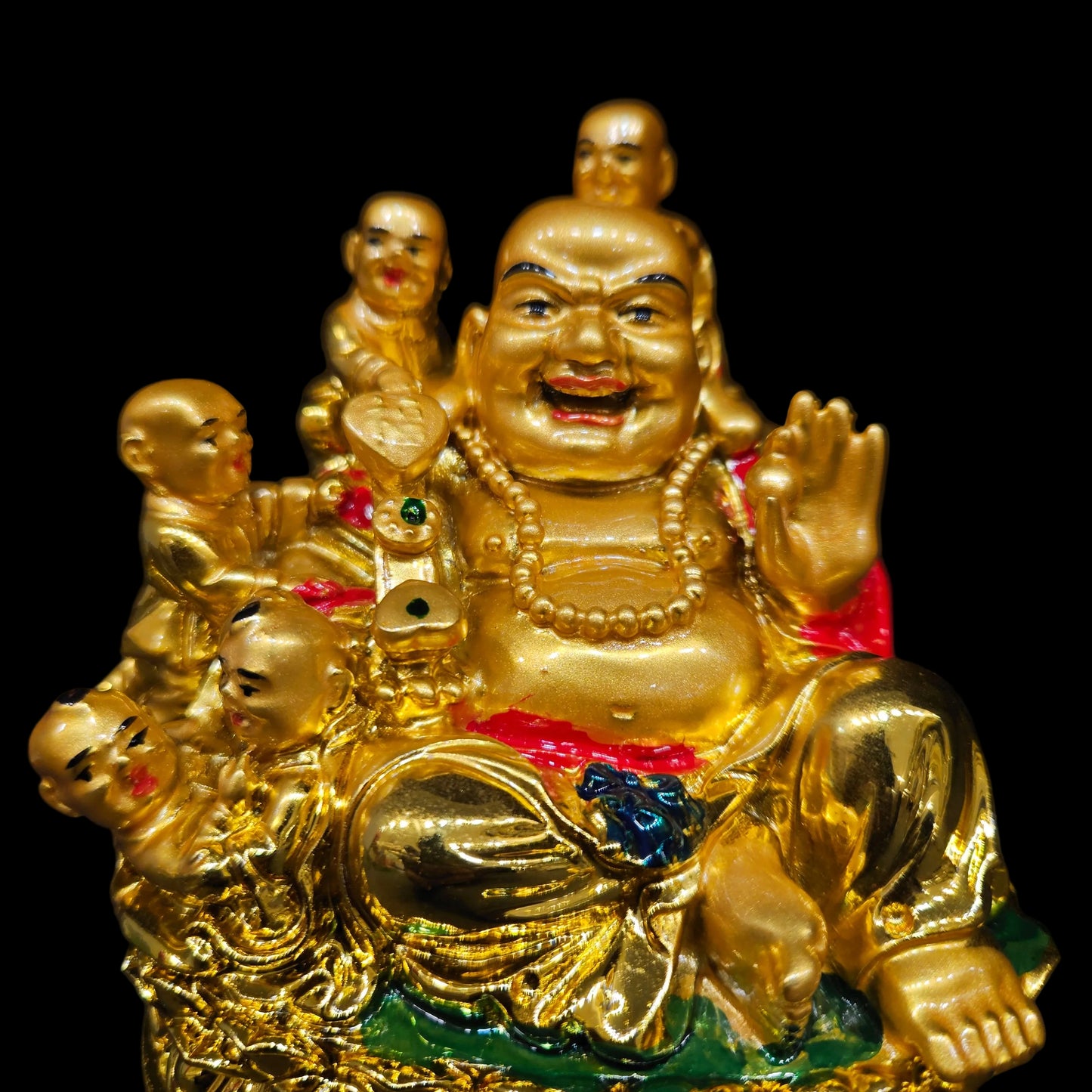 Laughing Buddha with Children for Health, Wealth and Happiness Porcelain Showpiece