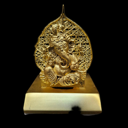 Metal Ganesha Idol for Car Dashboard Home Decor Golden Ganesh Ji Statue Showpiece Diwali New Year Gift for Corporate Client, Friends, Employees Religious Good Luck Gift