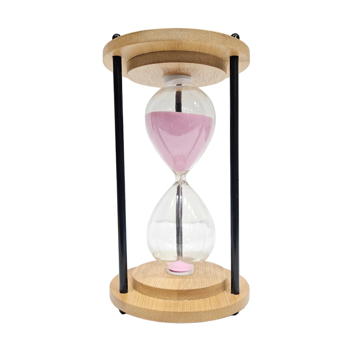 Decorative wooden hourglass sand timer with vibrant pink sand Showpiece Figurine