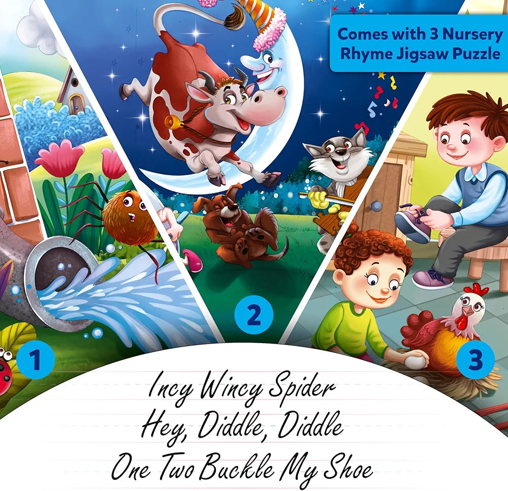 Nursery Rhyme Jigsaw Puzzle for Kids - 3 in 1-3 Nursery Rhymes to Choose - 3 Set - 111 Pieces Stories puzzle set