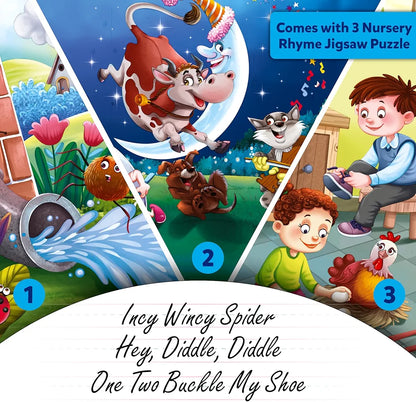 Nursery Rhyme Jigsaw Puzzle for Kids - 3 in 1-3 Nursery Rhymes to Choose - 3 Set - 111 Pieces Stories puzzle set