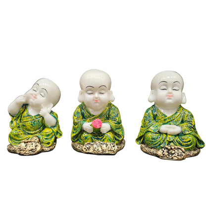 Marble Dust Polyresin small monk's 3pcs set Idol Statue Showpiece Figurine