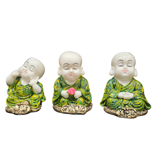 Marble Dust Polyresin small monk's 3pcs set Idol Statue Showpiece Figurine