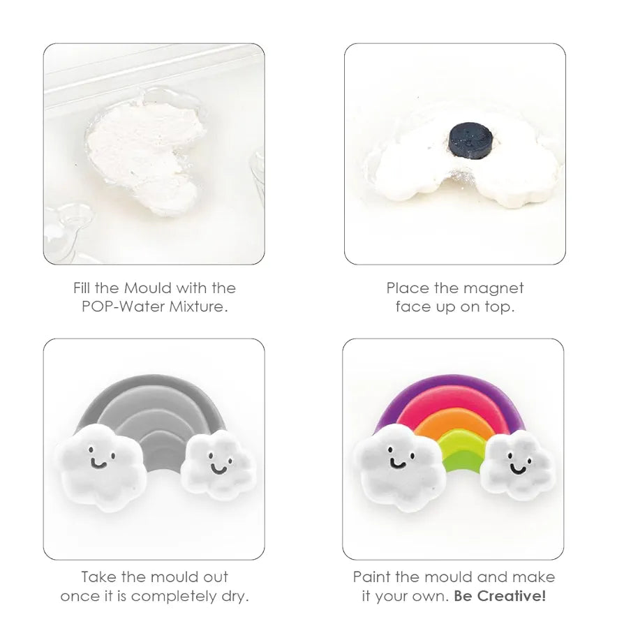 RATNA'S Classic Fridge Magnets Mould & Paint Junior DIY Kit - Create 10 Adorable Plaster Fridge Magnets & Badges - Fun Craft Activity for Kids & Adults, 10 Piece