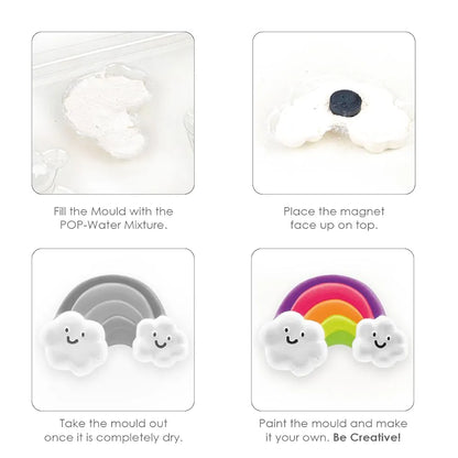 RATNA'S Classic Fridge Magnets Mould & Paint Junior DIY Kit - Create 10 Adorable Plaster Fridge Magnets & Badges - Fun Craft Activity for Kids & Adults, 10 Piece